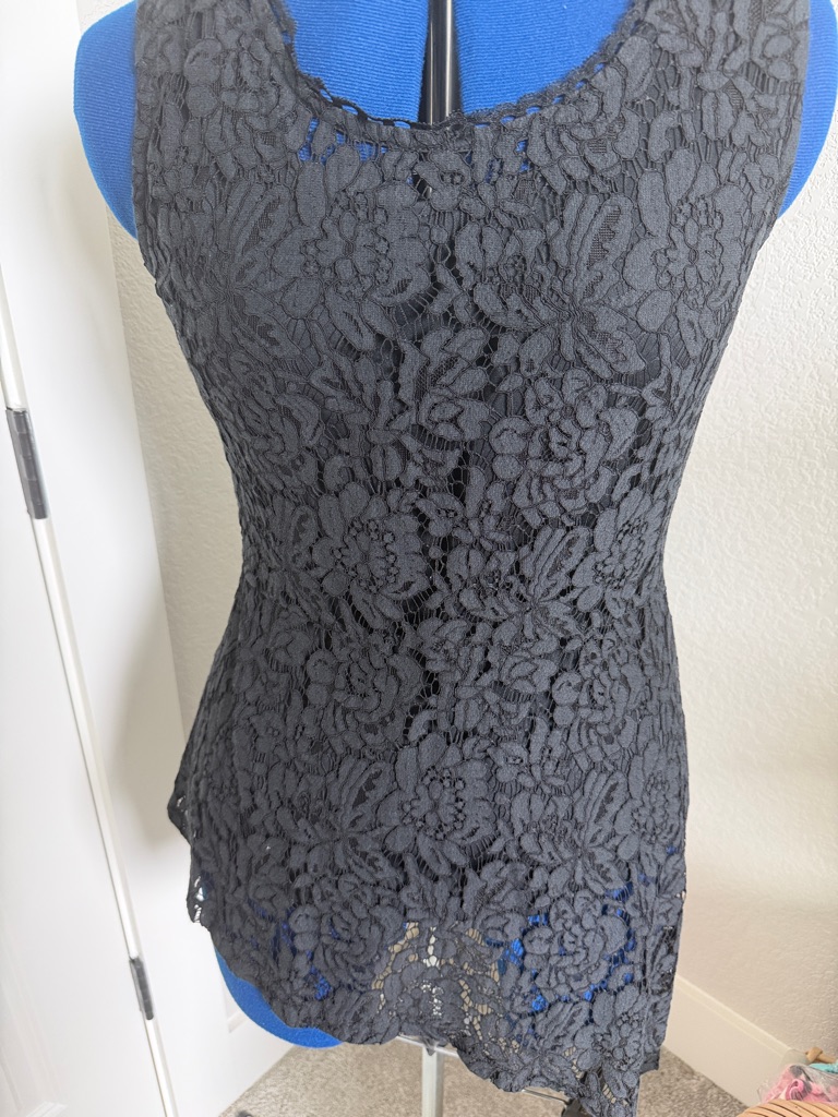 Isaac Mizrahi Black Floral Lace Tank Top